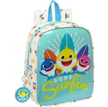 Mochila Infantil Baby Shark Surfing Adaptable a Carro 27cm Safta