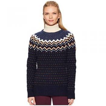 Jersey de mujer Fjällräven Övik Knit de manga larga en colores negro, marrón y blanco - Talla S