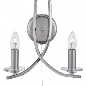 Aplique de pared Ascona Plata Satinado 2 Bombillas 28cm