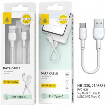 Cable de Datos Tipo C NB1338 BL Mini Cable USB-C a USB-A de 17cm en Color Blanco