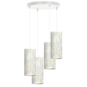 Lámpara de Suspensión Karli, Acero con recubrimiento de polvo y Tejido Blanco, 35x100x22 cm