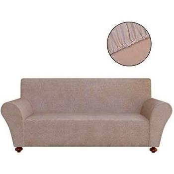vidaXL Funda Elástica para Sofá Poliester Jersey Beige Cubierta de Sillón Casa