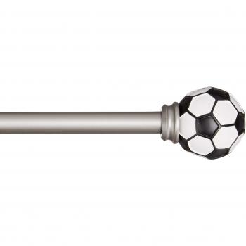 Amazon Basics - Barra de cortinas decorativa de 1,6 cm remates de balón de fútbol, 71 cm