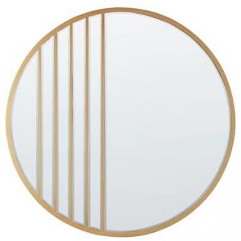 Espejo de pared moderno 80 cm con marco de MDF dorado y ganchos decorativos