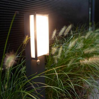 Luz LED Qubo con sensor de movimiento, 18W, 1150lm, 3000K, IP54, antracita