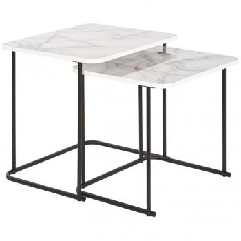 Juego de 2 mesas DKD Home Decor Blanco Negro 51 x 43 x 49 cm