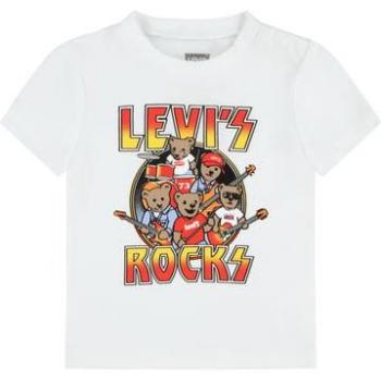 Camiseta Levi's® Blanca de Manga Corta para Niños con Cuello Redondo Rock And Roll