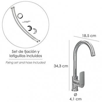 Oryx Grifo Monomando Fregadero Cocina Hamburgo Ø 35 mm - Diseño Vanguardista, Grifo Baño, Grifo Encimera, Grifo Mezclador, Cartucho Cerámico