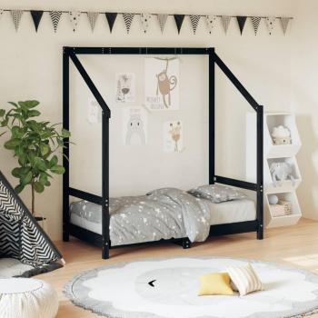 Cama para niños de madera maciza de pino negra 70x140 cm