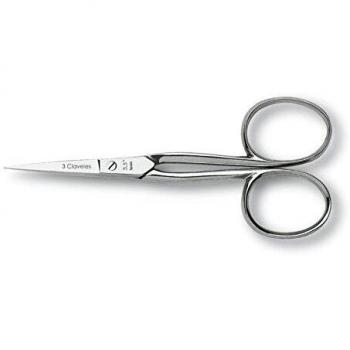 3 Claveles, Plata, 9 cm (3,5) Tijera curva de bordar de 3.5, Acero Carbono