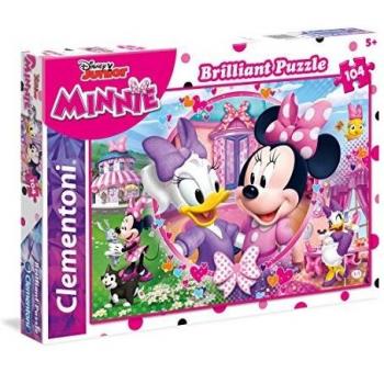 Clementoni- Mickey & Friends Puzzle 104 Piezas Efecto Diamante Minnie Happy Helper, Multicolor, única
