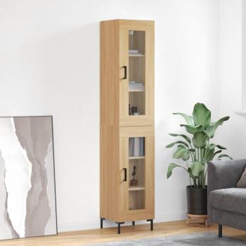 Aparador de madera contrachapada 34,5x34x180 cm con puerta de cristal