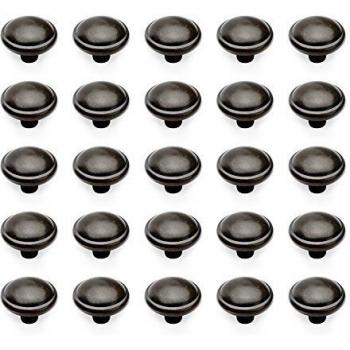 Emuca - Tirador para mueble, pomo para cajón, Zamak, Acabado negro, Set de 25