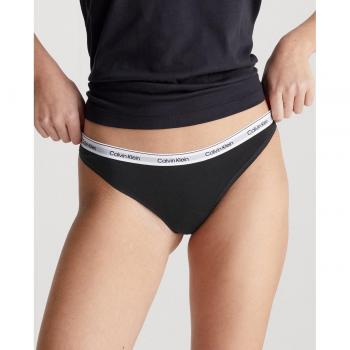 Tanga Calvin Klein Modern Logo de algodón negro para mujer - Talla M