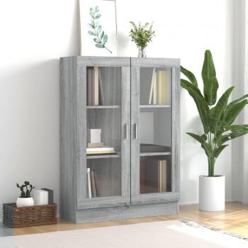Vitrina de madera contrachapada gris Sonoma 82,5x30,5x115 cm