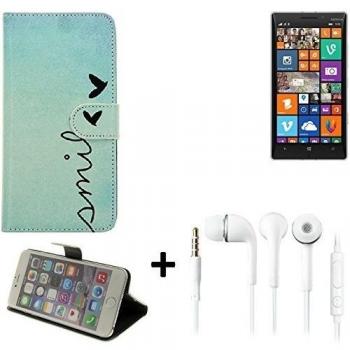 360° Funda Smartphone para Nokia Lumia 930, 'smile' + auriculares | Wallet case flip cover caja bolsa Caso Monedero BookStyle - K-S-Trade