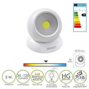 MAURER Linterna Led Magnetica Esfera 35-120 Lumenes A Pilas 3aaa