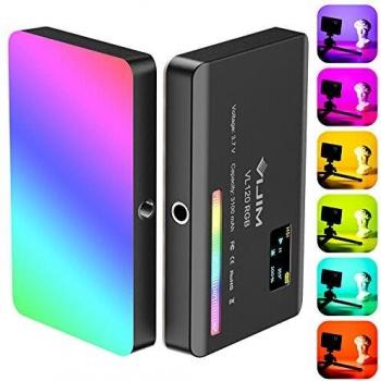 Luz de video LED VIJIM RGB mini regulable 2500-9000K, luz de relleno USB recargable con batería incorporada de 3100 mAh y orificio de tornillo de expansión de 1/4, para videocámaras