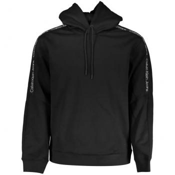 Sleek Black Regular Fit Hooded Fleece Sweatshirt for Men - Size S