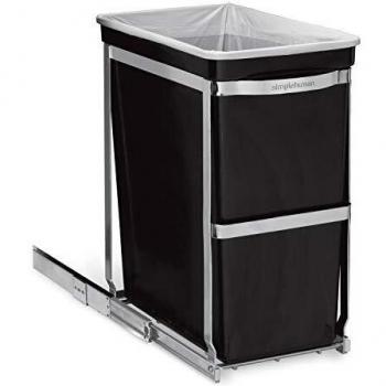 Simplehuman 30L Pull-Out Under-Counter Trash Can, Heavy Duty Steel Frame, Black