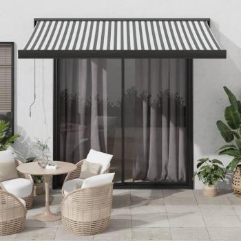 Carpa Toldo Retráctil Antracita y Blanca 3x2,5 m de Tela y Aluminio