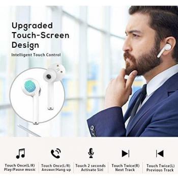 2020 Auriculares inalámbricos Bluetooth actualizados con micrófono de Audio estéreo hasta 15 Horas de Juego Estuche portátil de Carga Deportiva