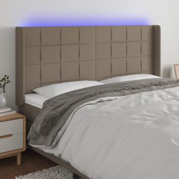 Cabecero Led Tortorera 203x16x111/128 cm Tela Gris Taupe