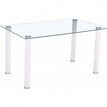 HomeSouth - Mesa de Comedor Blanca, Mesa de Cristal para Cocina, Medidas Mesa Moderna salón: 140x80 cm Ancho