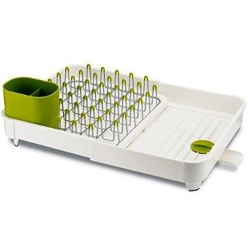 Joseph Joseph 85071 Rejilla extensible para platos extensible, metal, blanco roto / verde