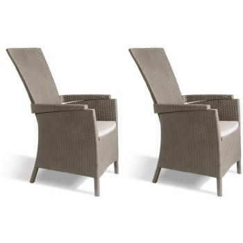 Sillas de jardín reclinables Keter Vermont 2 piezas color cappuccino