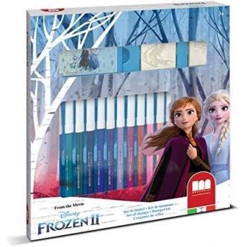 Multiprint - Set de 18 Rotuladores Lavables Frozen 2 con 12 Modelos, 2 Sellos de Caucho y Madera, Almohadilla Lavable y Libro de Notas