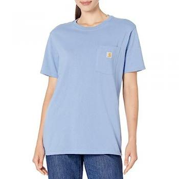 Camiseta de manga corta Carhartt Loose Fit Heavyweight K87 con bolsillo para mujer - Azul Skystone, Talla Large
