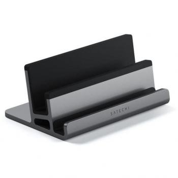 Satechi Dual Vertical Laptop Stand - Adjustable, aluminum construction, compatible with laptops and tablets, sleek silver finish, space-saving design, non-slip base