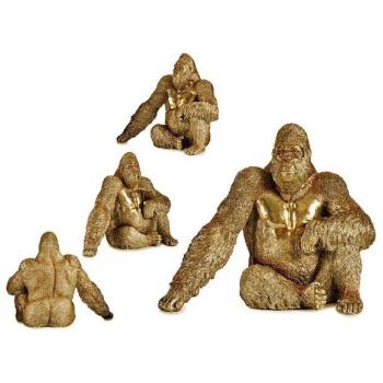 Figura Decorativa Gorila Dorado de Resina (36 x 50 x 62 cm)