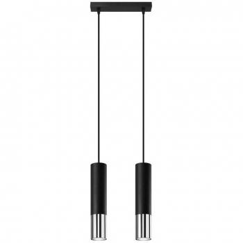 Lámpara de techo colgante LOOPEZ 2, Acero Cromo/Negro, GU10, 90cm