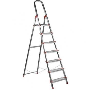 Escalera Aluminio Rolser Norma 220, 7 Peldaños Anchos, Certificada según Norma Europea EN-131 para Uso doméstico y Profesional