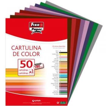 Paquete de 50 Cartulinas Fixo Color Morado Tamaño A3 180g/m²