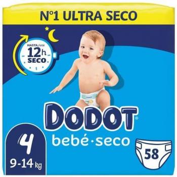 Dodot Bebé-Seco Talla 4 (9-14 kg) Pañales - Pack de 58 unidades