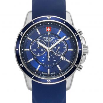 Reloj Cronógrafo Suizo Militar Alpine 7089.9835 para Hombre, 44mm, Resistente al Agua 10ATM, Color Azul Oscuro