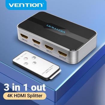 Conmutador HDMI Vention 3x1 4K para Xbox 360, PS4 y Smart TV color gris