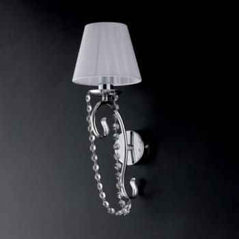 Aplique Shabby Chic Magda de Cromo y Cristal 1 Luz E14 con Pantalla