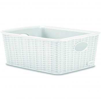 Cesta Elegance M Alta 25x19,5x10 cm Blanca imitación Ratan