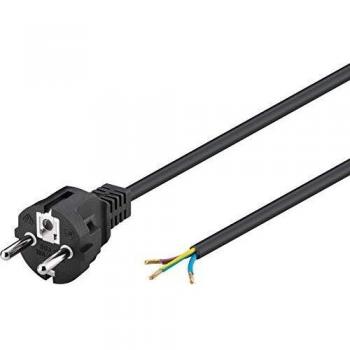 Cable de Alimentación CEE7 Recto Macho a Bornes 1.5m Negro