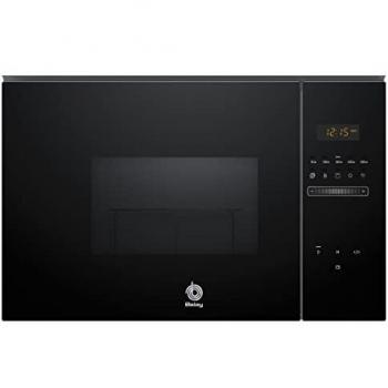 Balay 3CG5172N2 - Microondas, electrónico, Encastrable sin marco, 38 cm, 20 l, 5 F, Aqualisis, Ap. lateral izquierda, 8 recetas, Plato giratorio 25.5 cm, Con grill, Lanzamiento 2022, Cristal Negro
