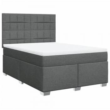 Cama box spring con colchón de tela gris oscuro 160x200 cm