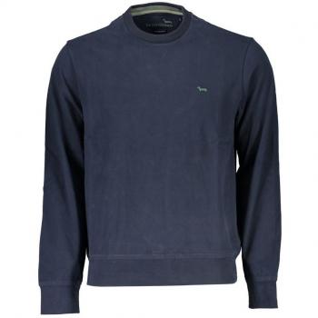 Harmont & Blaine Embroidered Crew Neck Cotton Sweater - Blue - Male - Size: XL