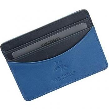 Visconti Colección Lucca Ramon Tarjetero Delgado de Dos Tonos de Cuero LC35 Azul
