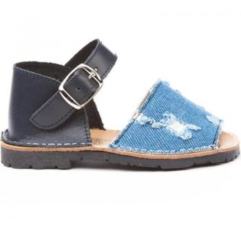 Sandalias Avarcas Angelitos de Piel para Niña y Niño Modelo 196 en color Marino