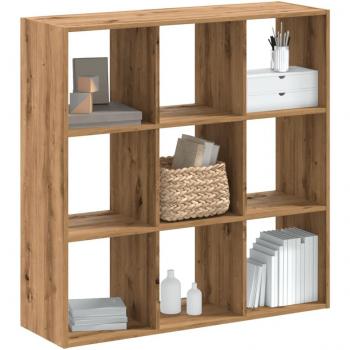 Estantería de madera multicapa roble artesanal 102x32x102 cm Marrón
