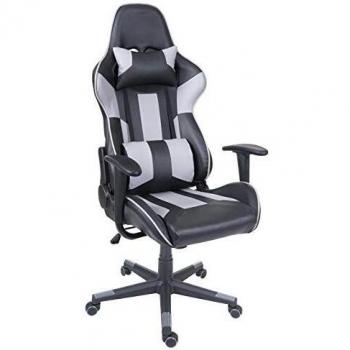 Silla de Oficina Giratoria HWC-F84 - Silla Ejecutiva y Gaming en Polipiel Negro/Gris